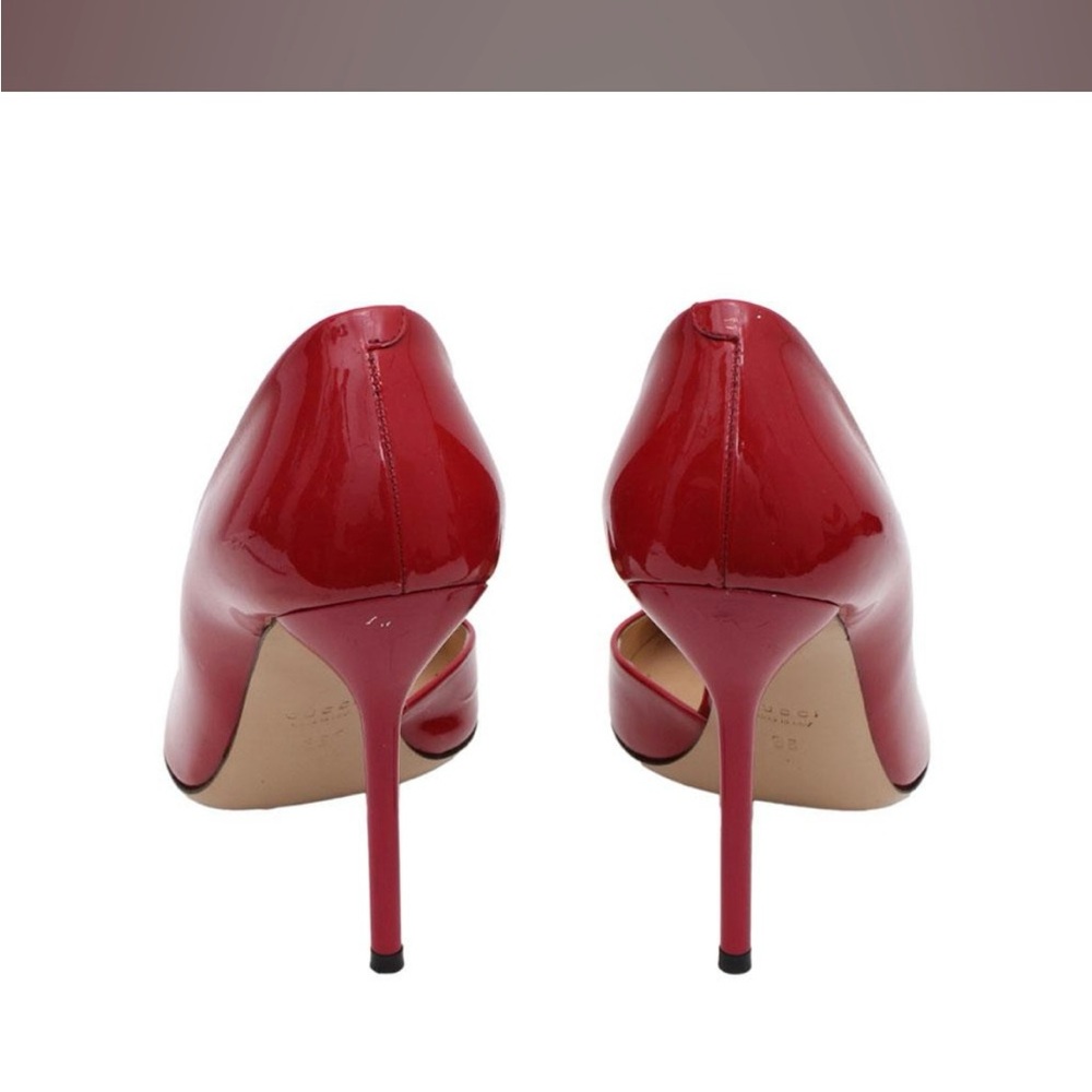 Gucci Red Patent Leather Pointed Toe D'orsay Pumps Size 36. 41/2” heel - Picture 5 of 6